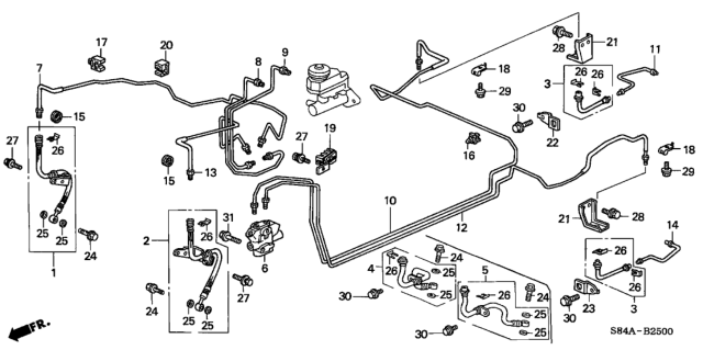 2002 Honda Accord 4 Door LX (UL) KL 5MT Brake Lines Diagram