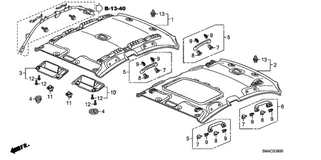 2011 Honda Civic Lining Assy., Roof *YR400L* (Sunroof) (SIENNA BEIGE) Diagram for 83200-SNE-A62ZE