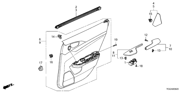 2021 Honda Civic Rear Door Lining Diagram