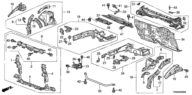 2012 Honda Fit Dashboard (Upper) Diagram for 61100-TK6-A50ZZ