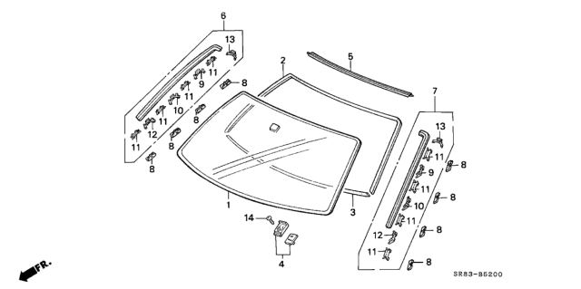 1994 Honda Civic Front Windshield Diagram