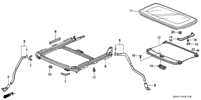 2000 Honda Accord 4 Door EXV6 KA 4AT Sliding Roof Diagram 1
