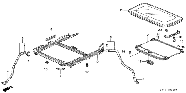 2000 Honda Accord Cover, R. Stay Diagram for 70620-S84-A01