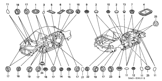 2001 Honda Accord Cap B, Weld Hole Diagram for 90616-S84-A00ZZ