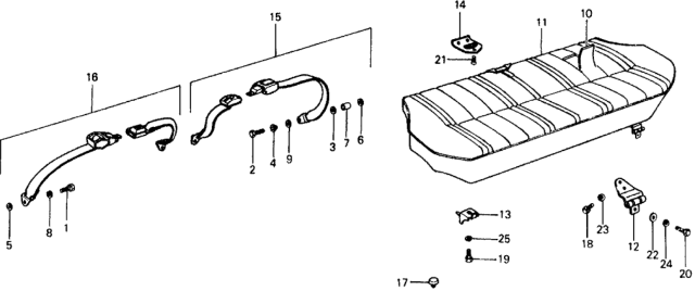 1977 Honda Civic Cover, RR. Seat Cushion Lock Diagram for 78219-663-671