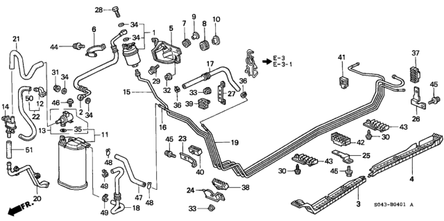 1997 Honda Civic 4 Door EX KL 5MT Fuel Pipe Diagram