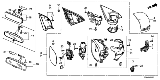 2021 Honda HR-V MIRROR SET, L Diagram for 76258-T7W-A62