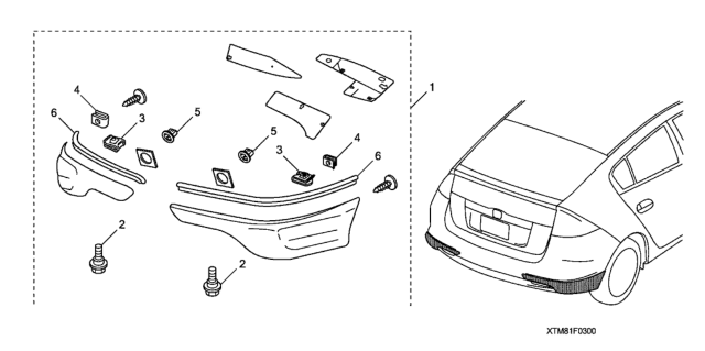 2010 Honda Insight 5 Door LX KA CVT Rear Under Spoiler Diagram
