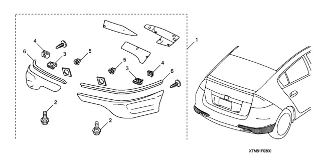 2010 Honda Insight Spoiler, Rear Under (Tango Red Pearl) Diagram for 08F03-TM8-180