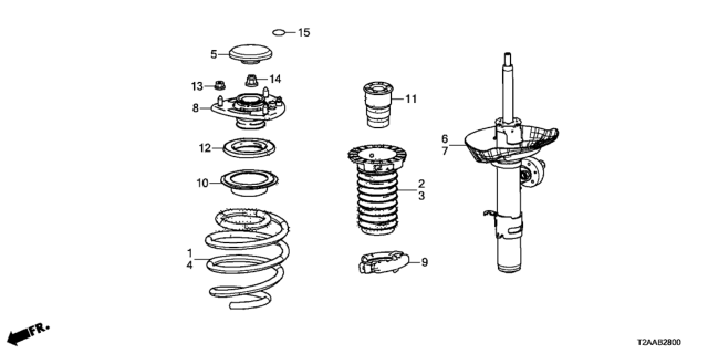 2017 Honda Accord Shock Absorber Unit, Right Front Diagram for 51611-T2F-425