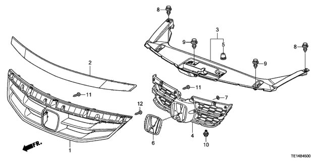 2012 Honda Accord 2 Door EX KA 5MT Front Grille Diagram