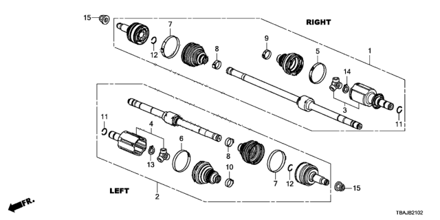 2019 Honda Civic Driveshaft (CVT) Diagram