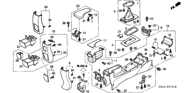 2004 Honda Civic 4 Door LX (SIDE SRS) KA 5MT Console Diagram