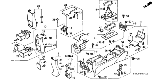 2004 Honda Civic Console Set, Center *NH361L* (CF GRAY) Diagram for 83420-S5A-L01ZJ