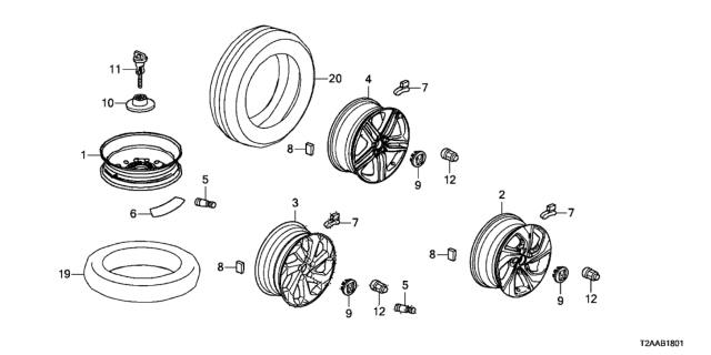 2017 Honda Accord Disk, Aluminum Wheel (17X7) (1/2J) (Maxion Wheels) Diagram for 42700-T2A-L74