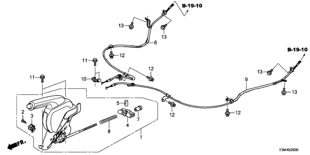 2017 Honda Accord Wire, Passenger Side Parking Brake Diagram for 47510-T3L-A51