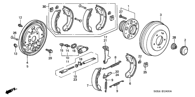 2000 Honda Odyssey Cylinder Assembly, Left Rear Wheel Diagram for 43301-S0X-003