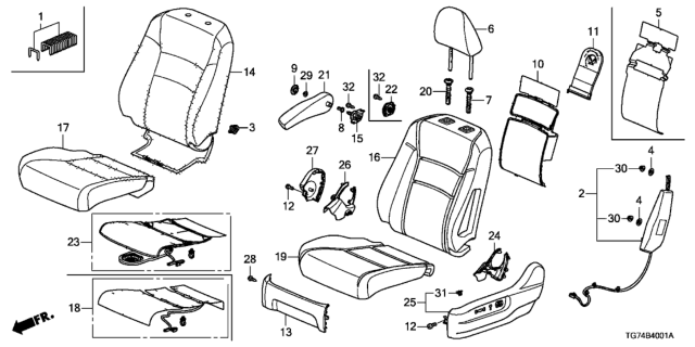 2018 Honda Pilot Cover, Left Front Seat Cushion Trim (Deep Black) Diagram for 81531-TG7-A31ZB