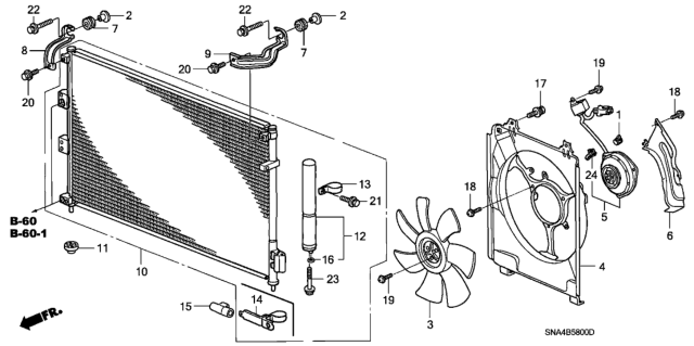 2007 Honda Civic A/C Condenser Diagram 1