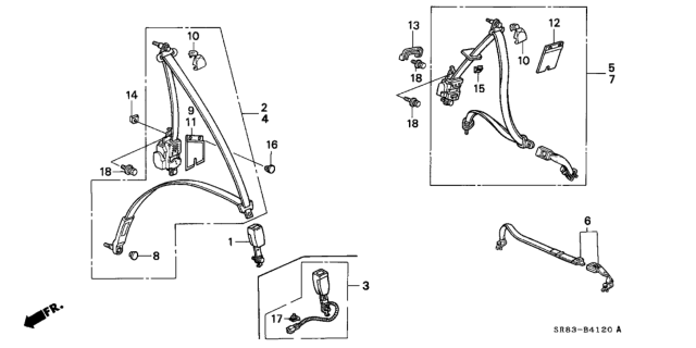 1993 Honda Civic Outer Set, Right Front Seat Belt (Excel Charcoal) Diagram for 04814-SR0-A02ZF