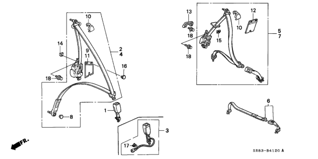 1994 Honda Civic Buckle Set, L. FR. Seat Belt *NH167L* (GRAPHITE BLACK) Diagram for 04816-SR0-A05ZG