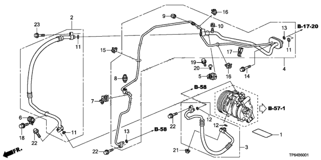 2012 Honda Crosstour Pipe Assembly, Air Conditioner Diagram for 80321-TP6-A01