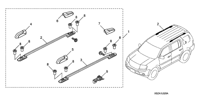 2012 Honda Pilot Roof Rail Diagram