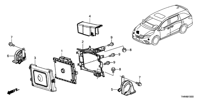 2019 Honda Odyssey Bracket, Powertrain Control Module Diagram for 37821-5MR-A00