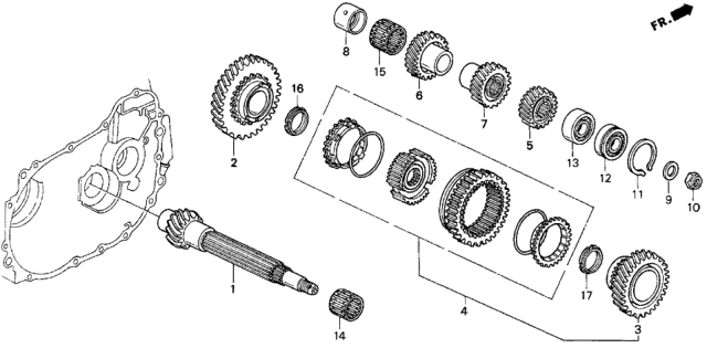 1994 Honda Del Sol 2 Door S KA 5MT MT Countershaft (S,SI) Diagram