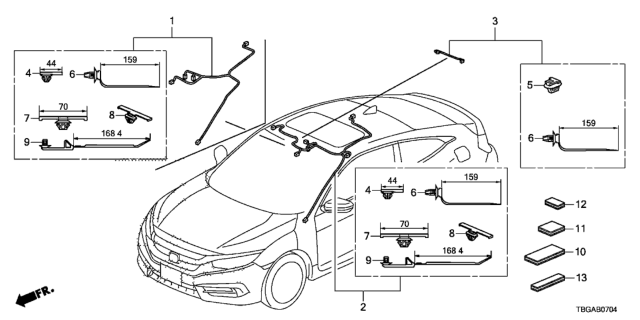 2020 Honda Civic WIRE, SUNROOF Diagram for 32155-TBJ-K00