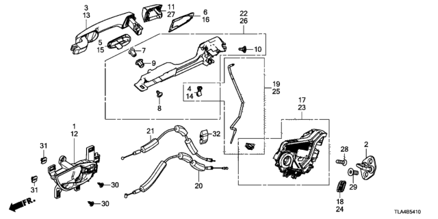 2018 Honda CR-V Rear Door Locks - Outer Handle Diagram