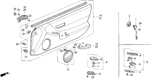 1997 Honda Del Sol Front Door Lining Diagram