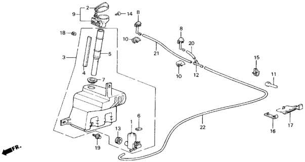 1989 Honda Accord 2 Door DX KA 4AT Windshield Washer Diagram