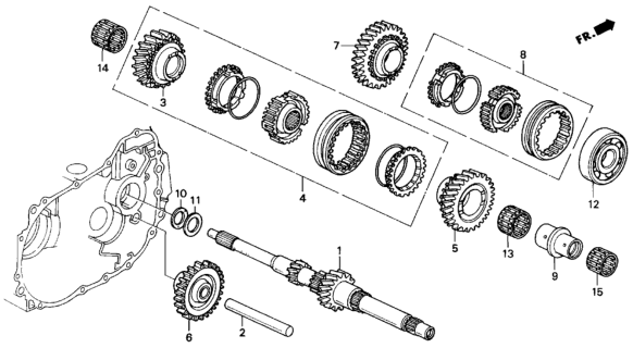 1996 Honda Del Sol Gear Set, Mainshaft Third Diagram for 23442-P4A-A00