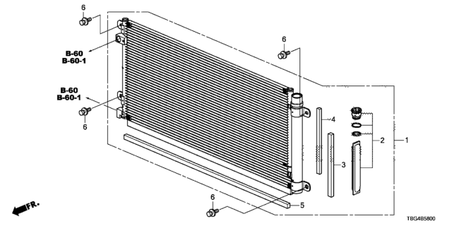 2018 Honda Civic 2 Door SI KA 6MT A/C Air Conditioner (Condenser) Diagram