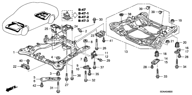 2007 Honda Accord Damper, FR. Sub-Frame Dynamic (FR) Diagram for 50410-SDA-A01