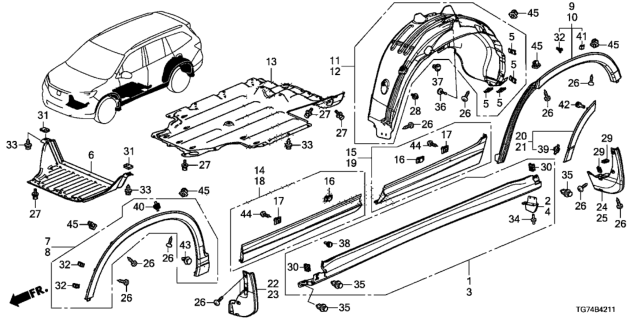 2017 Honda Pilot Side Sill Garnish Diagram