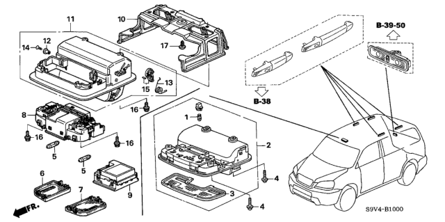 2005 Honda Pilot 5 Door EXL (RES) KA 5AT Interior Light Diagram