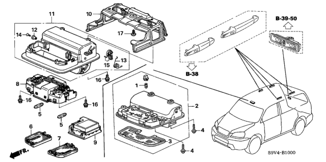 2005 Honda Pilot Console, Roof*Y240L* Diagram for 83250-SDA-A02ZE