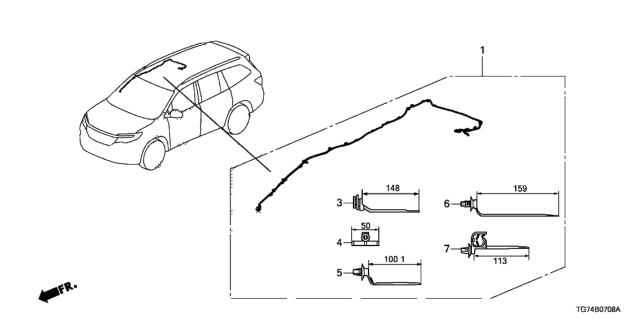 2020 Honda Pilot WIRE HARNESS, RES DISPLAY (INCLUDE RR. WASHER TUBE) Diagram for 32159-TG7-A01