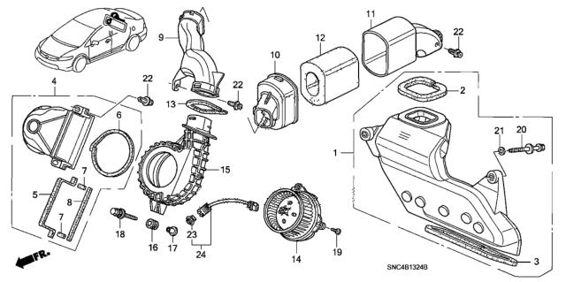 2009 Honda Civic Rubber, Air Cleaner Mounting Diagram for 17212-P2F-A00