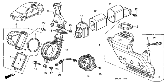 2009 Honda Civic Harness Assy., Cooling Fan Diagram for 1J840-RMX-003