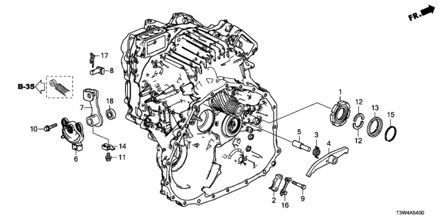 2017 Honda Accord Hybrid AT Parking Gear - Control Lever Diagram