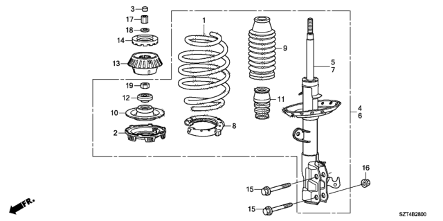 2011 Honda CR-Z Front Shock Absorber Diagram