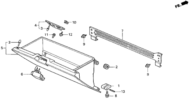 1989 Honda Civic 4 Door LX KA 4AT Glove Box Diagram