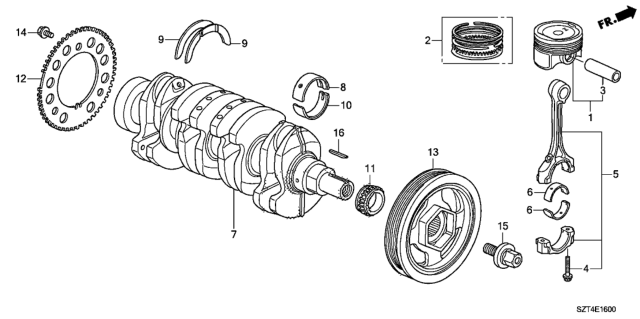 2011 Honda CR-Z Crankshaft - Piston Diagram