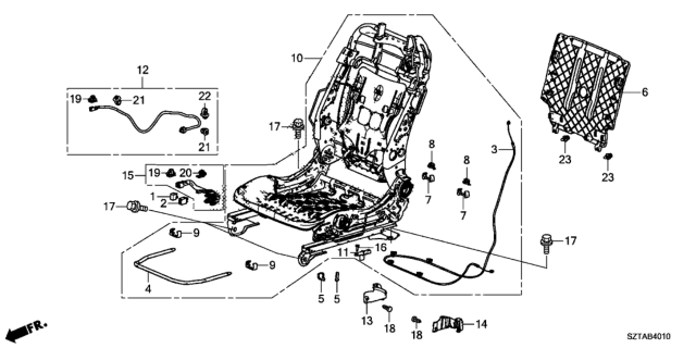 2013 Honda CR-Z Front Seat Components (Driver Side) Diagram