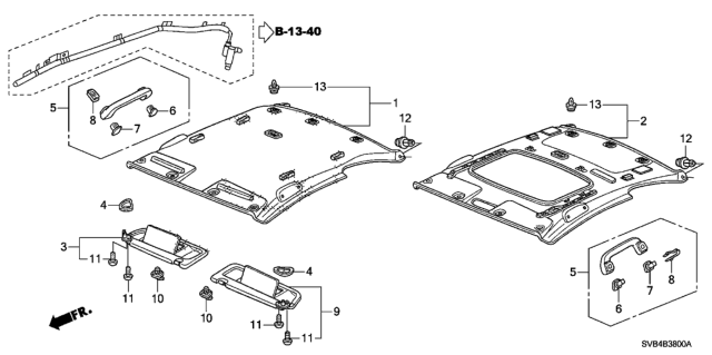 2010 Honda Civic Roof Lining Diagram