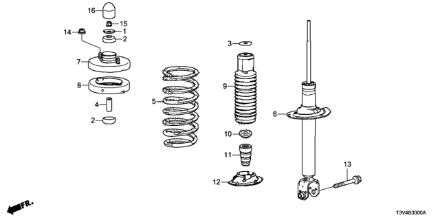 2014 Honda Accord Rubber, Rear Bump Stop Diagram for 52722-T3V-A01