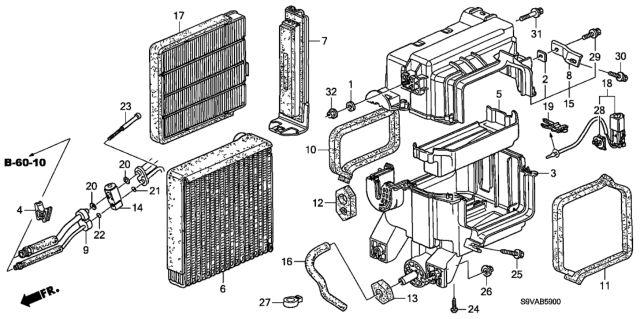 2008 Honda Pilot A/C Cooling Unit Diagram